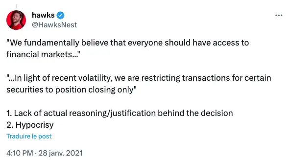 communication de crise robinhood vs gamestop