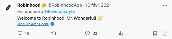 tweet communication de crise robinhood welcome